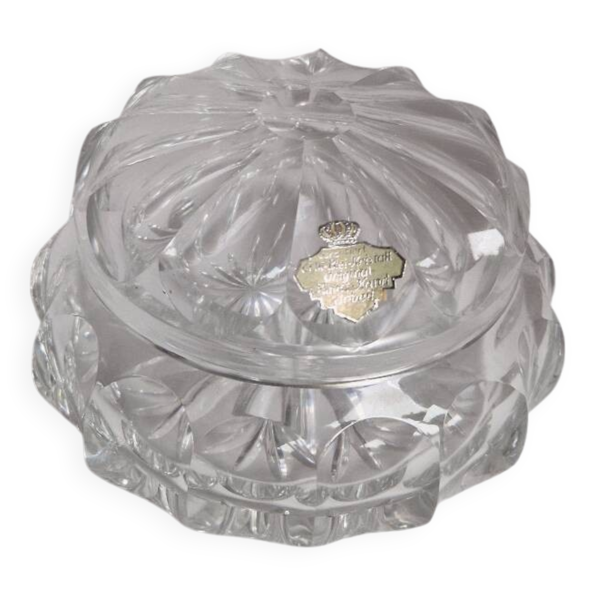Old vintage decorative chiseled crystal candy box