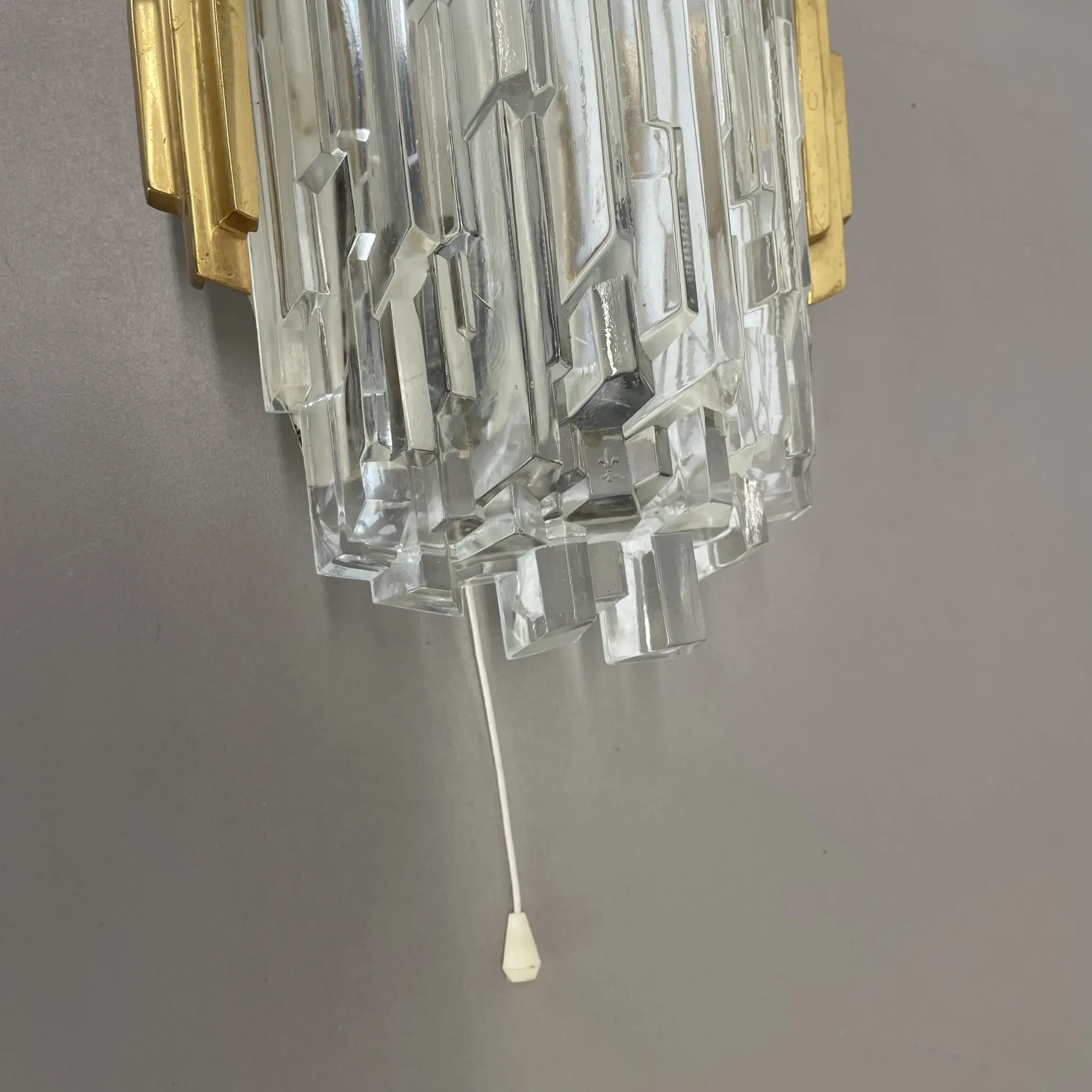 Beautiful CUBIC Ice Glass Wall Light by Hillebrand Lights, Germany, 1970s