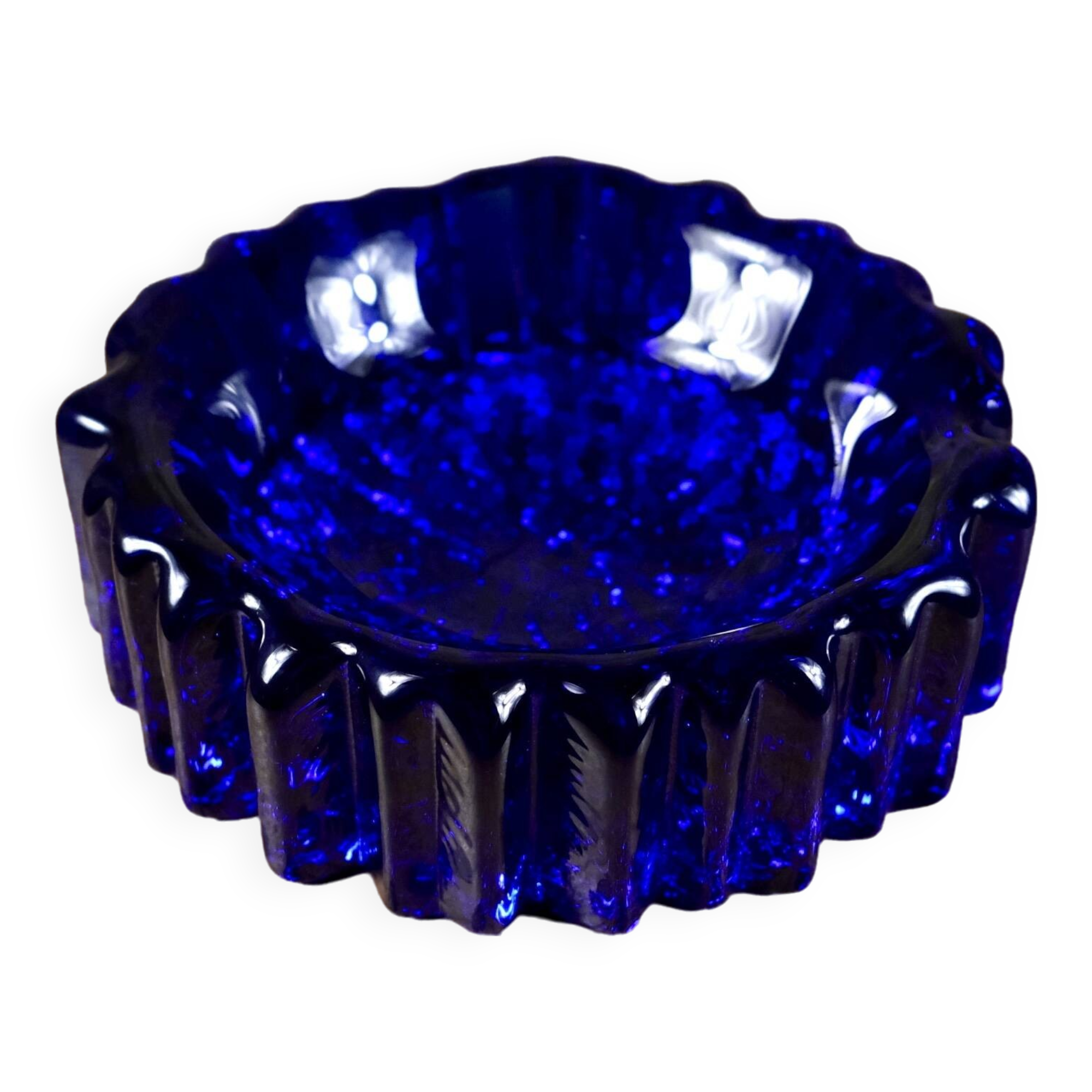 Glass crystal trinket tray by Willy Johansson for Hadeland, Norway, 1970s