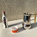 Italian coffee maker kitty oro 3 cups Guido Bergna italy vintage 80 stainless steel and brass