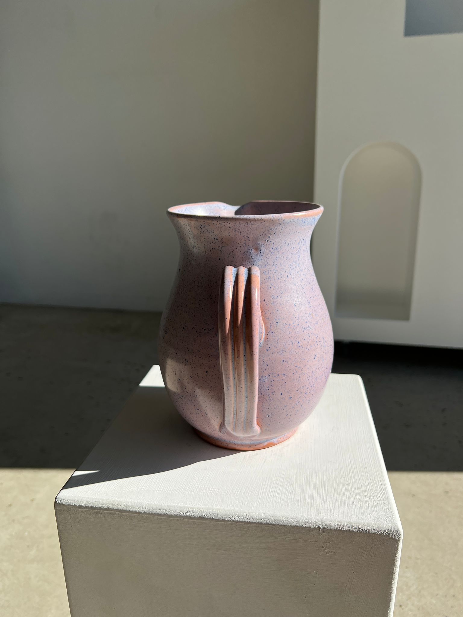 Vintage purple carafe with field flower patterns H:20cm