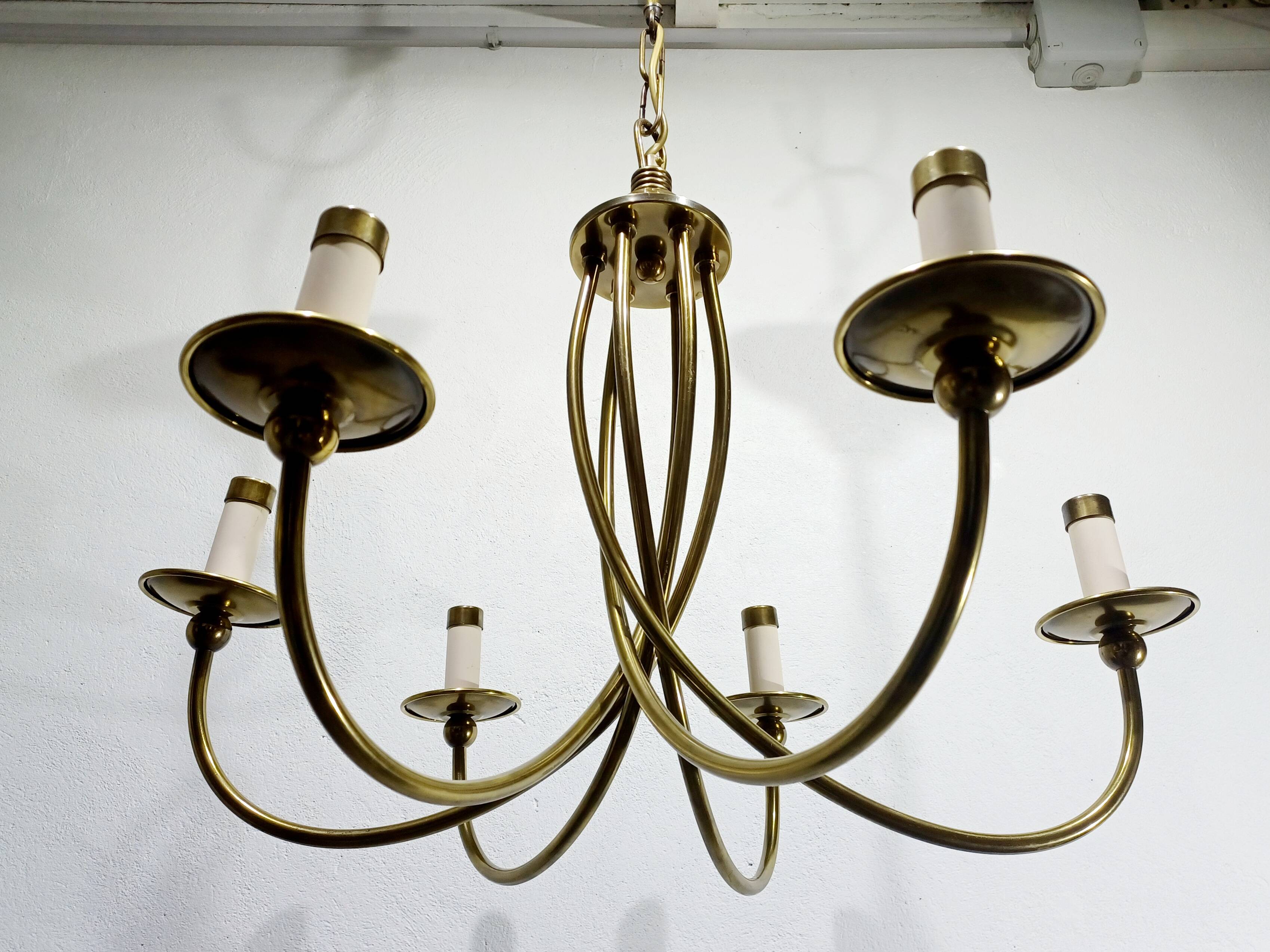 6-light chandelier in bronze and brass
