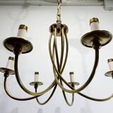 6-light chandelier in bronze and brass