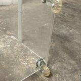 Vintage plexi coffee table with David Lange casters