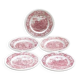 5 assiettes à dessert rouges et blanches en grès de W H Grindley