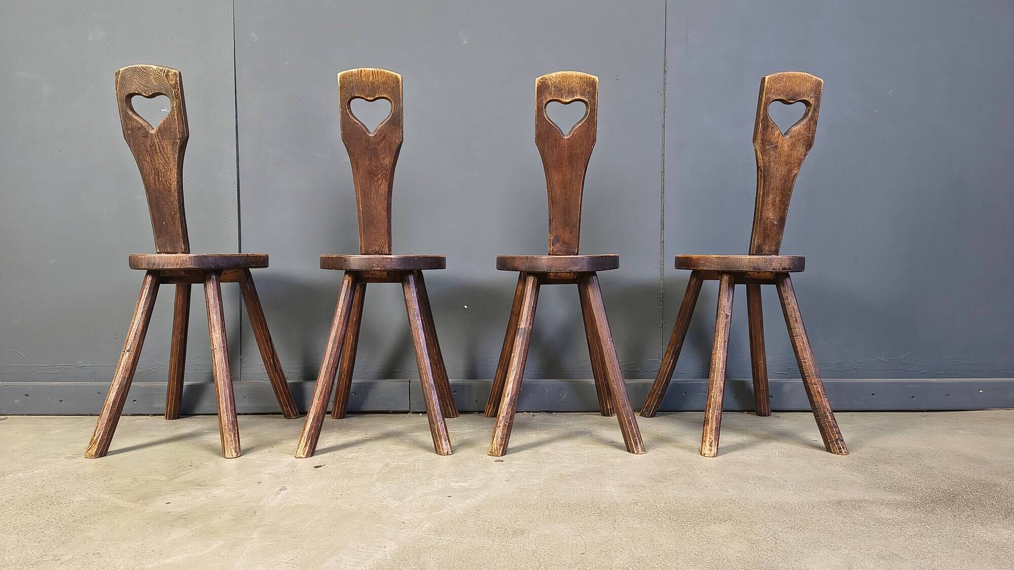 Vintage brutalist heart shaped chairs, 1960s