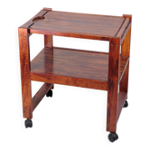 Serving cart on wheels - dark wood - removable cutting board - vintage style