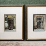 Paire d'aquarelles, les portes, détails architecturaux