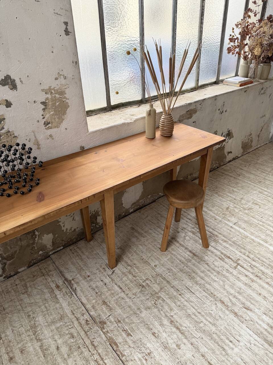 Oak and pine farmhouse console table
