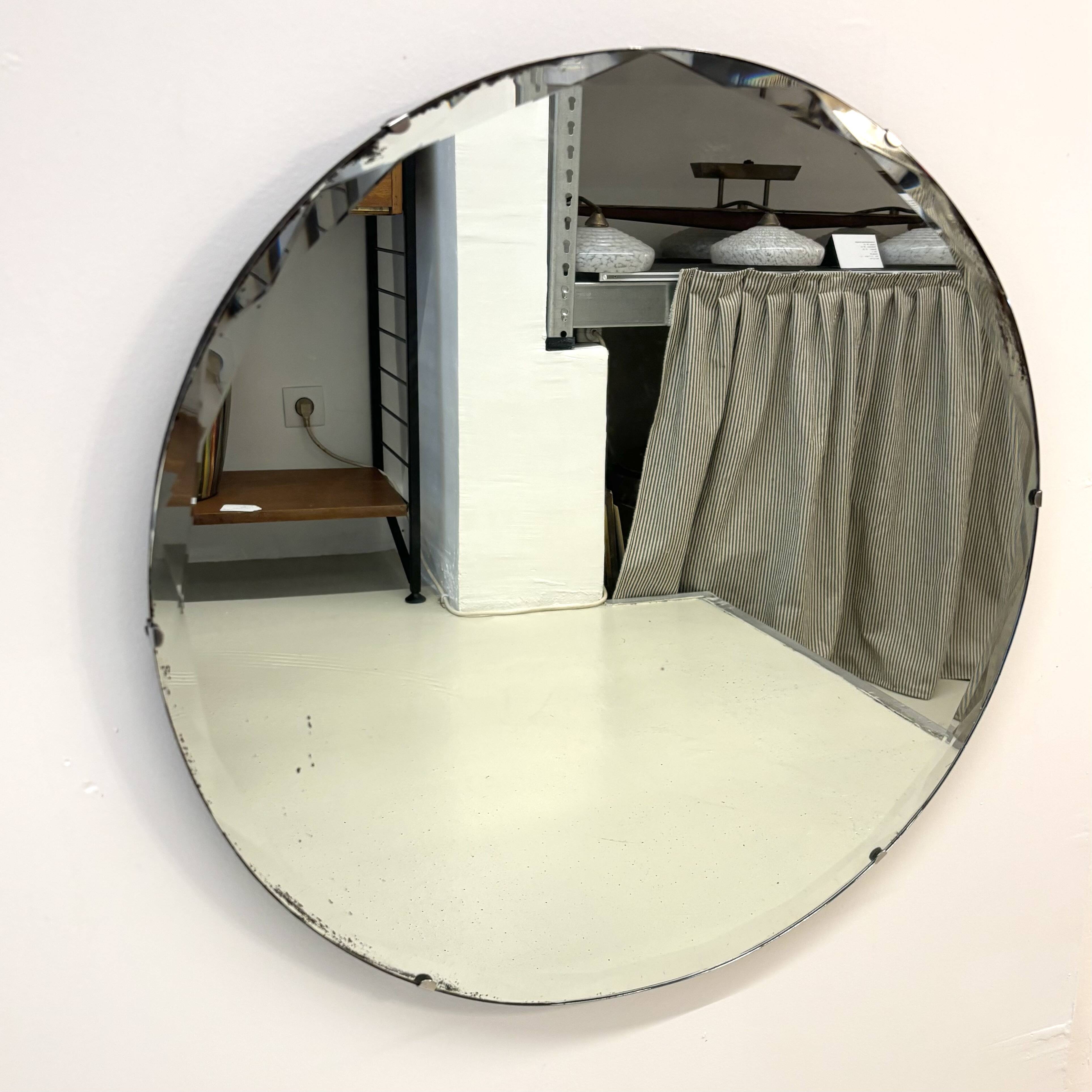 Art Deco Style Round Beveled Mirror