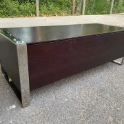 Low design TV unit XXL Dark wood wenge & chrome metal 120cm