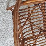 Vintage 1970s rattan bench