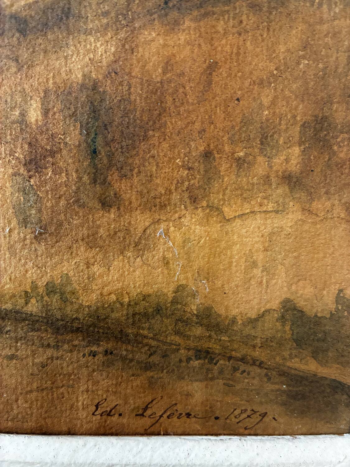 Tableau paysage de campagne Édouard Lefevre 1879