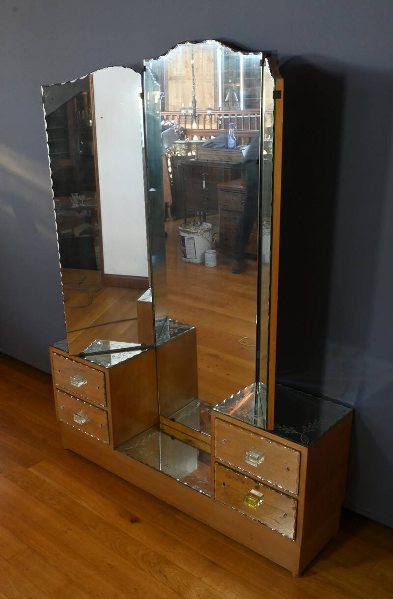 Fruitwood glass dressing table – 1950