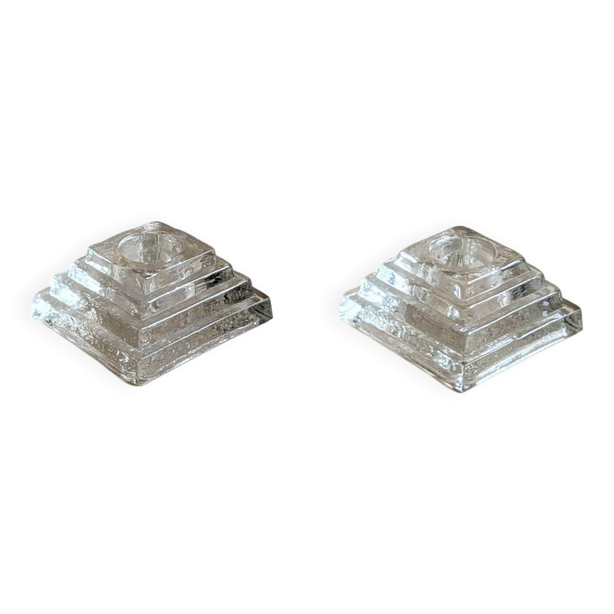 Pair of glass candlesticks