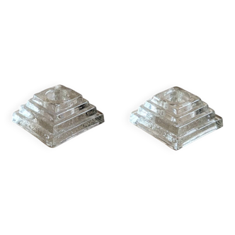 Pair of glass candlesticks