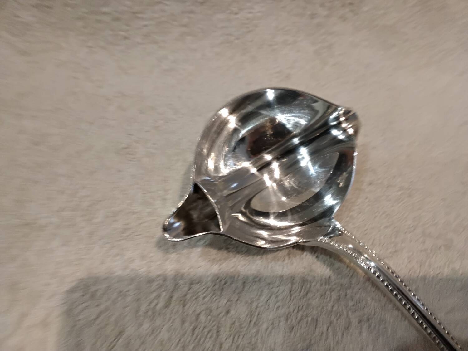 Ladle, fat or lean, silver-plated metal, Christofle silversmith, pearl pattern