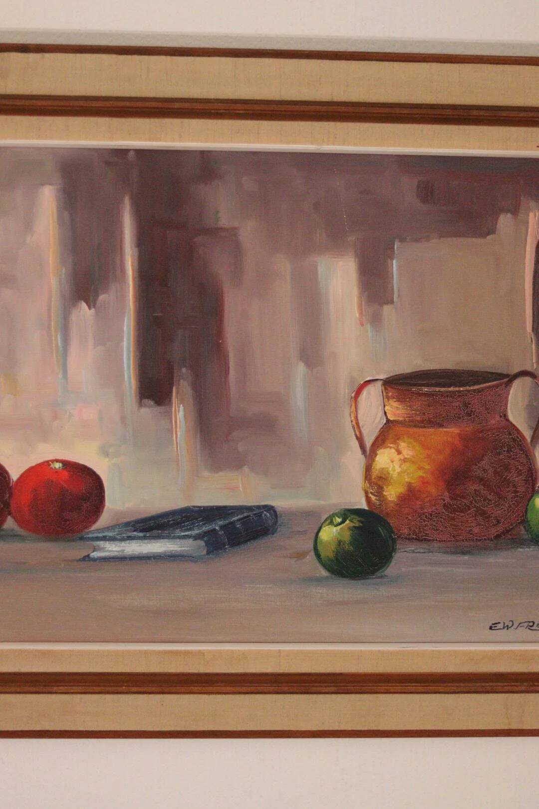 Nature morte au vin et aux fruits par E.W. Freu