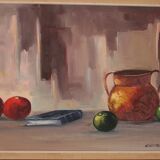 Nature morte au vin et aux fruits par E.W. Freu