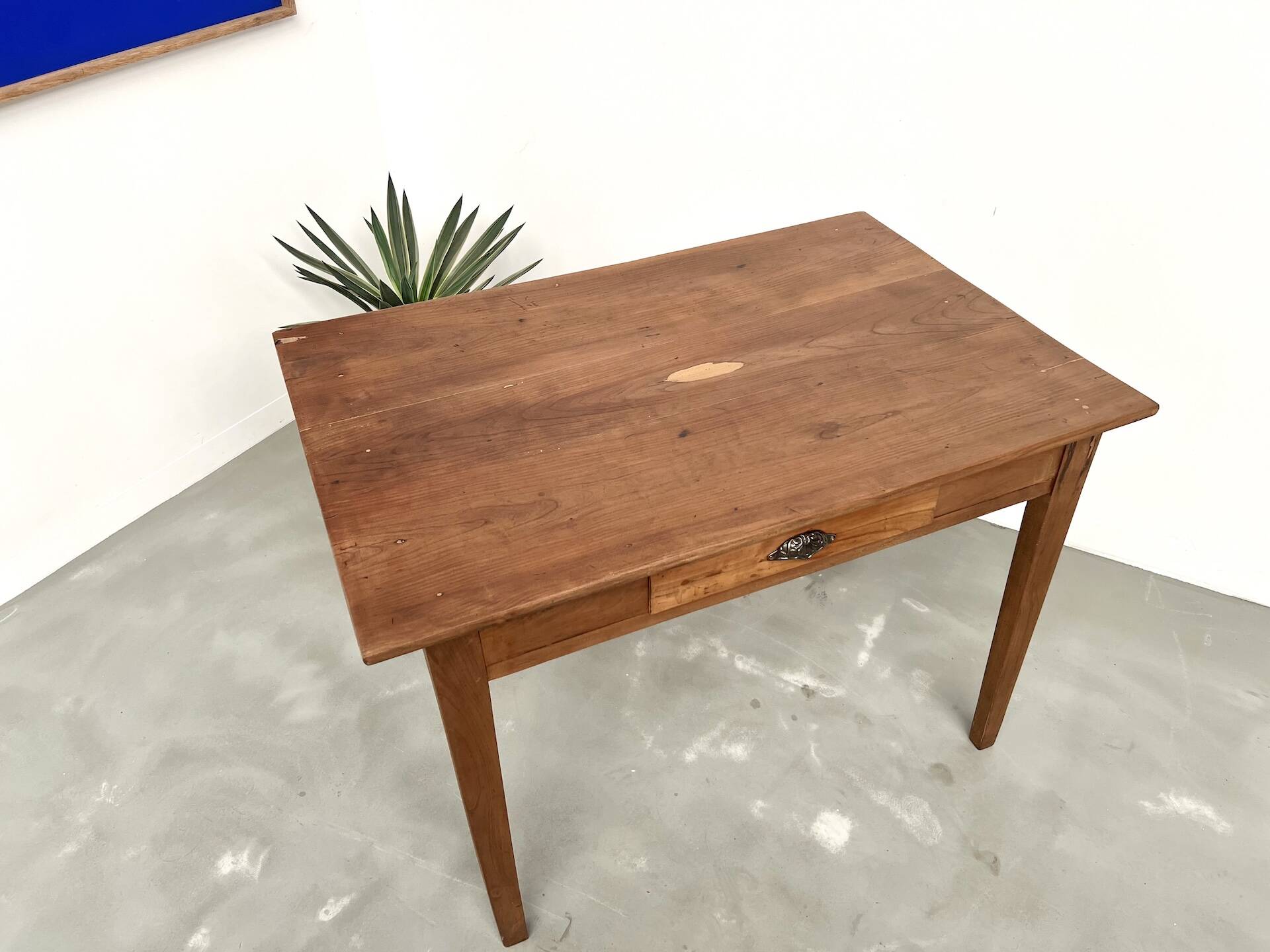 Solid cherry wood desk with spindle legs