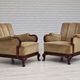 1950s, Danish design, set of armchairs, teak wood, velour, original condition.