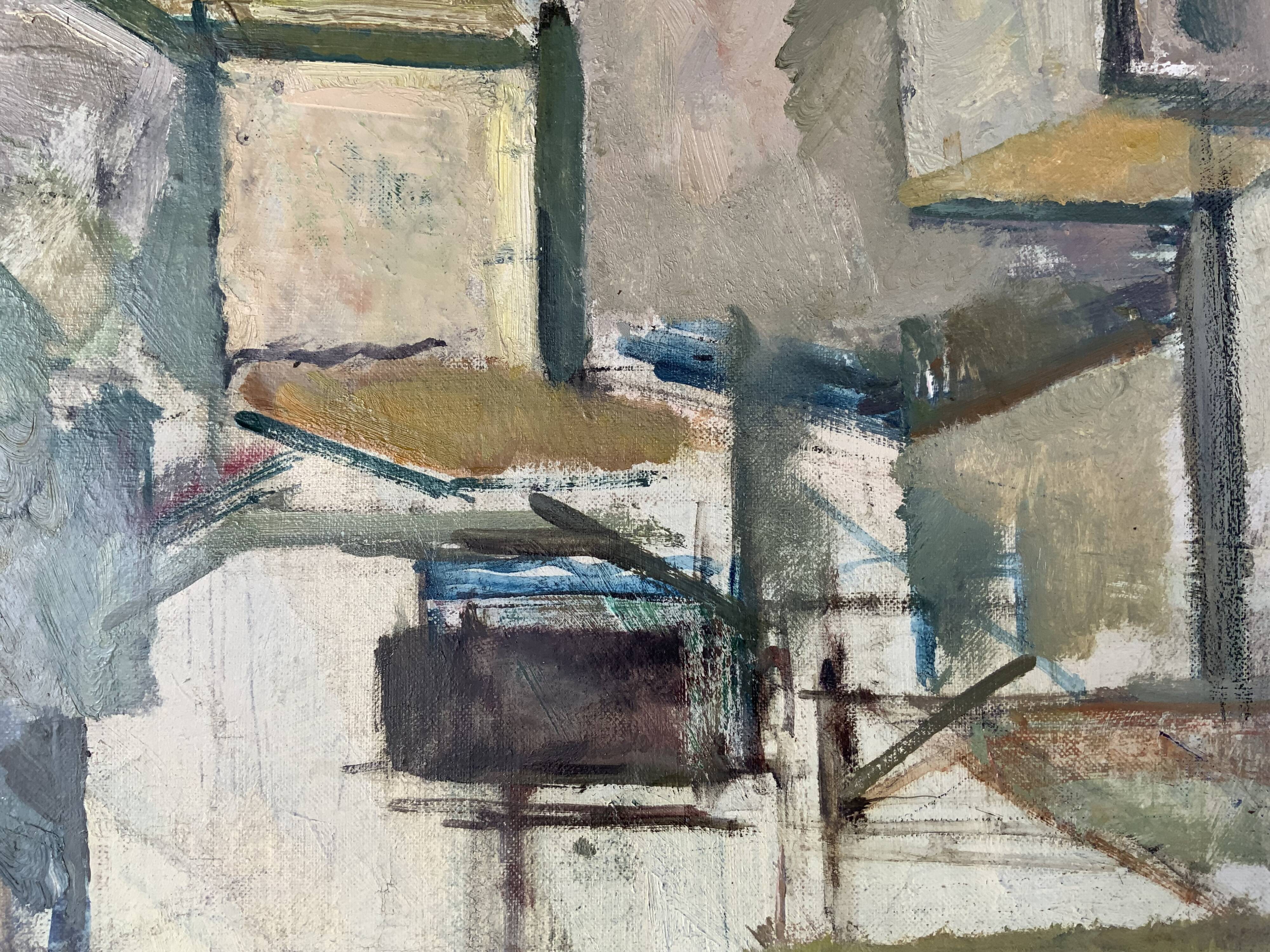 Vintage oil on canvas by S.Ekengren Architectural Landscape at Cadaques