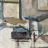 Vintage oil on canvas by S.Ekengren Architectural Landscape at Cadaques