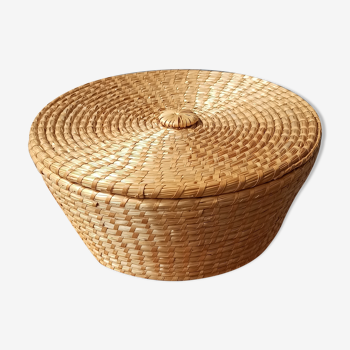 Panier paille tressée avec couvercle