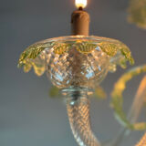 Venetian chandelier in colorless and green Murano glass, 6 light arms circa 1940