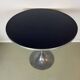 Vintage round tulip dining table in dark blue metal from the 1970s, 80cm.