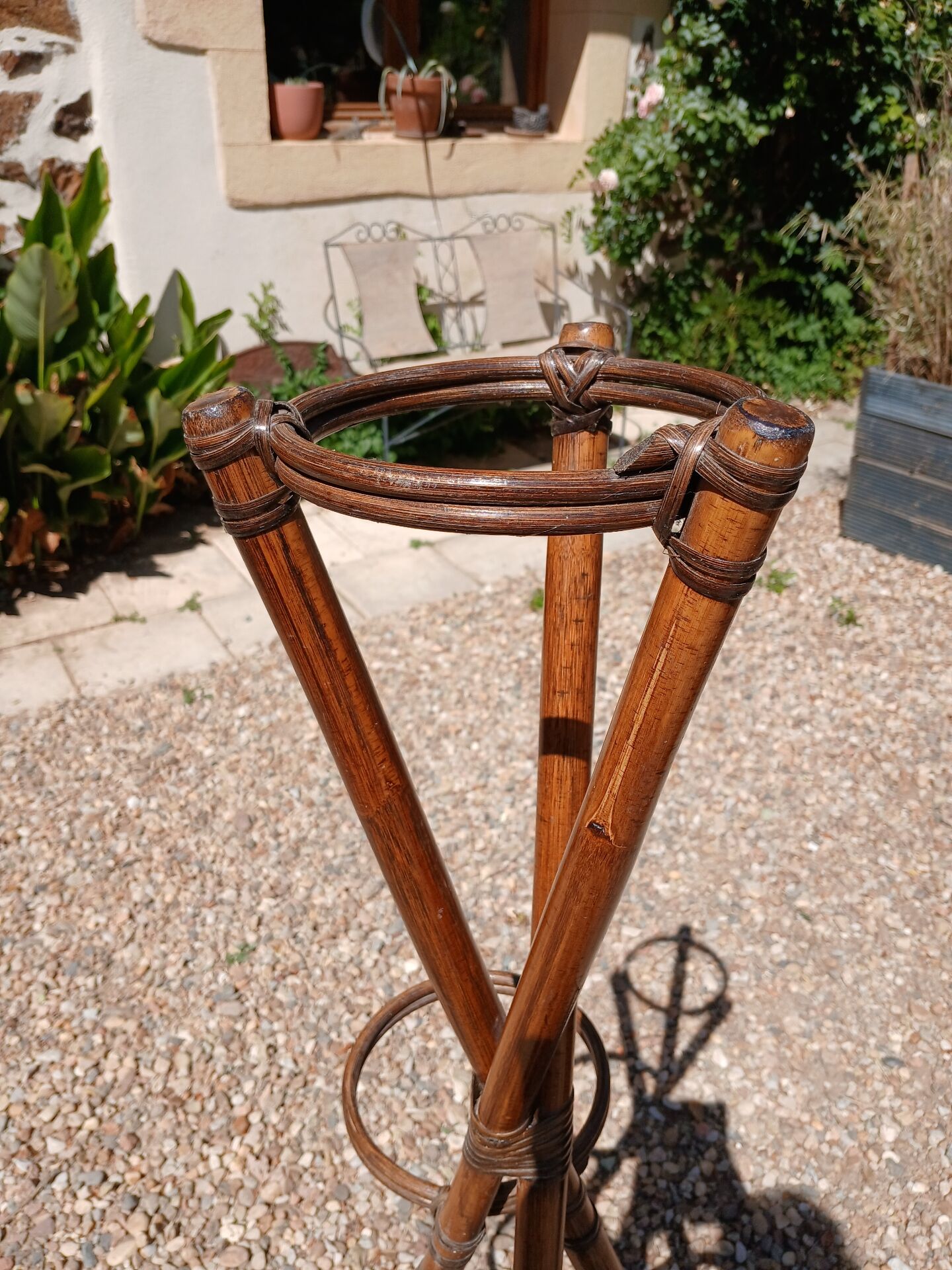 Large vintage bamboo plant stand