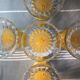 Set of 5 frosted yellow vintage ice cups
