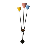 Mid century floor lamp 1950 to 70 sheet metal lampshade steel tricolor paint lidokov boscovice