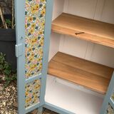 Armoire parisienne ancienne bleue grisée H154