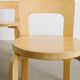 Paire de chaises pour enfant en bois N65 par Alvar Aalto, Finlande années 1990