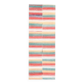 Tapis couloir vintage turc Oushak fait à la main en laine et coton rouge 123x356