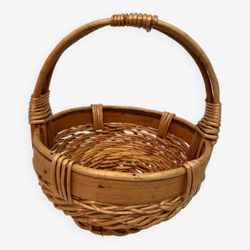 Vintage wooden and wicker basket