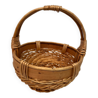 Vintage wooden and wicker basket