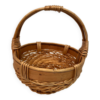 Panier en bois et osier vintage