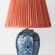 Dutch Chinoiserie Table Lamp, Blue and White Delft, by Makkum, with a New Coral Silk Shade