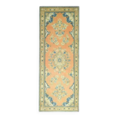 Tapis de couloir vintage turc Oushak fait main en laine et coton orange, années 1970