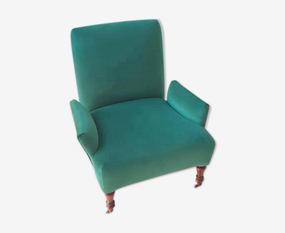 Green velvet toad chair renewed on the springs