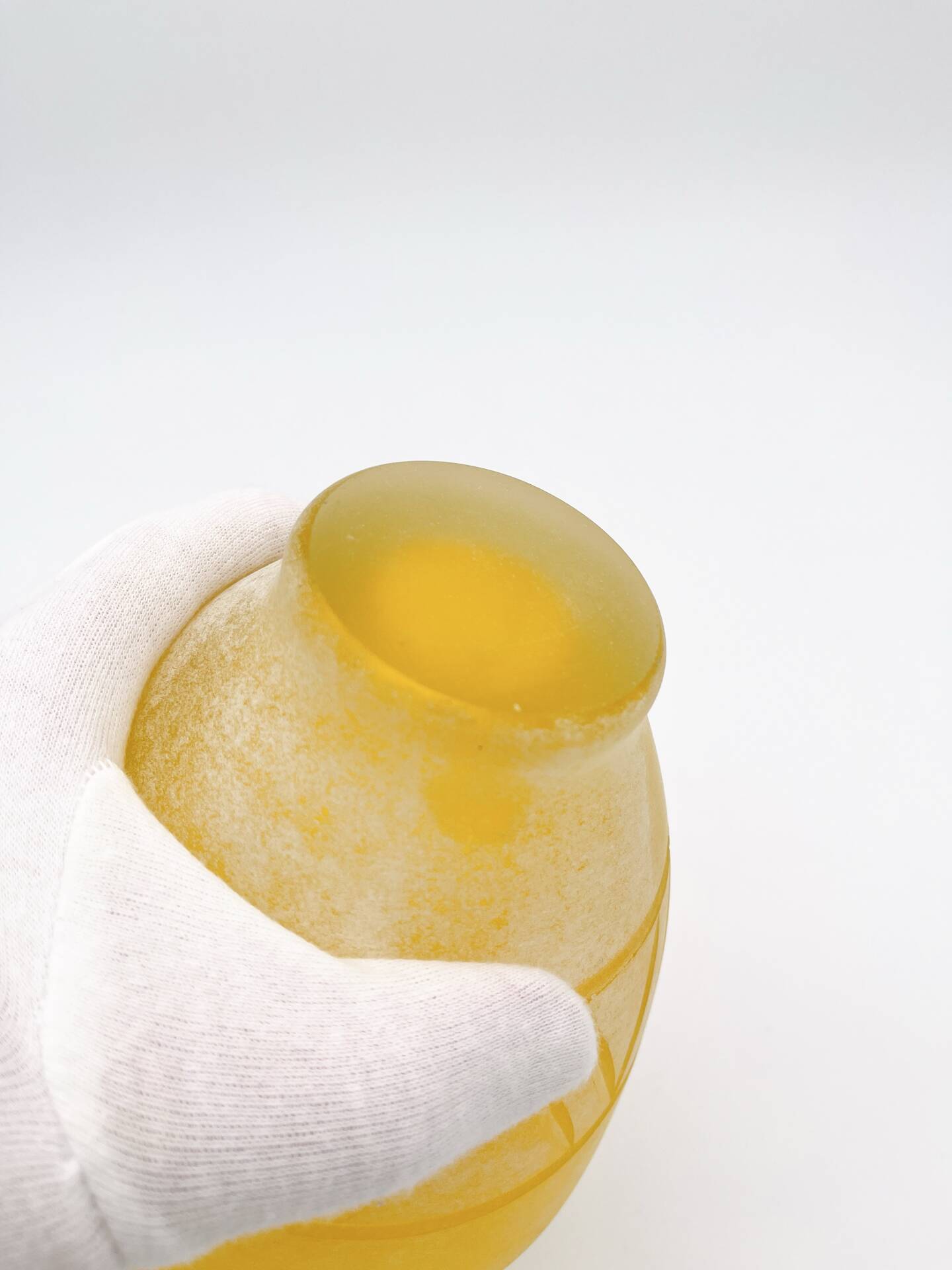 Vase Amphore Murano Scavo Jaune Safran Taillé  Cenedese