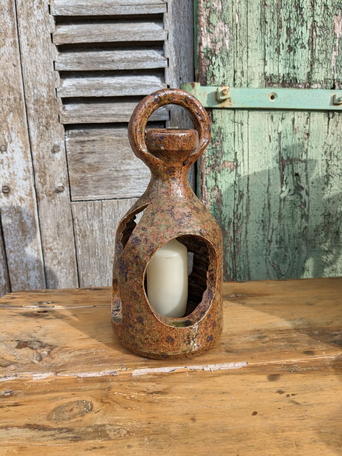 Sandstone lantern candle holder