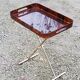 Gold metal side table with tortoiseshell lucite top from the 70s