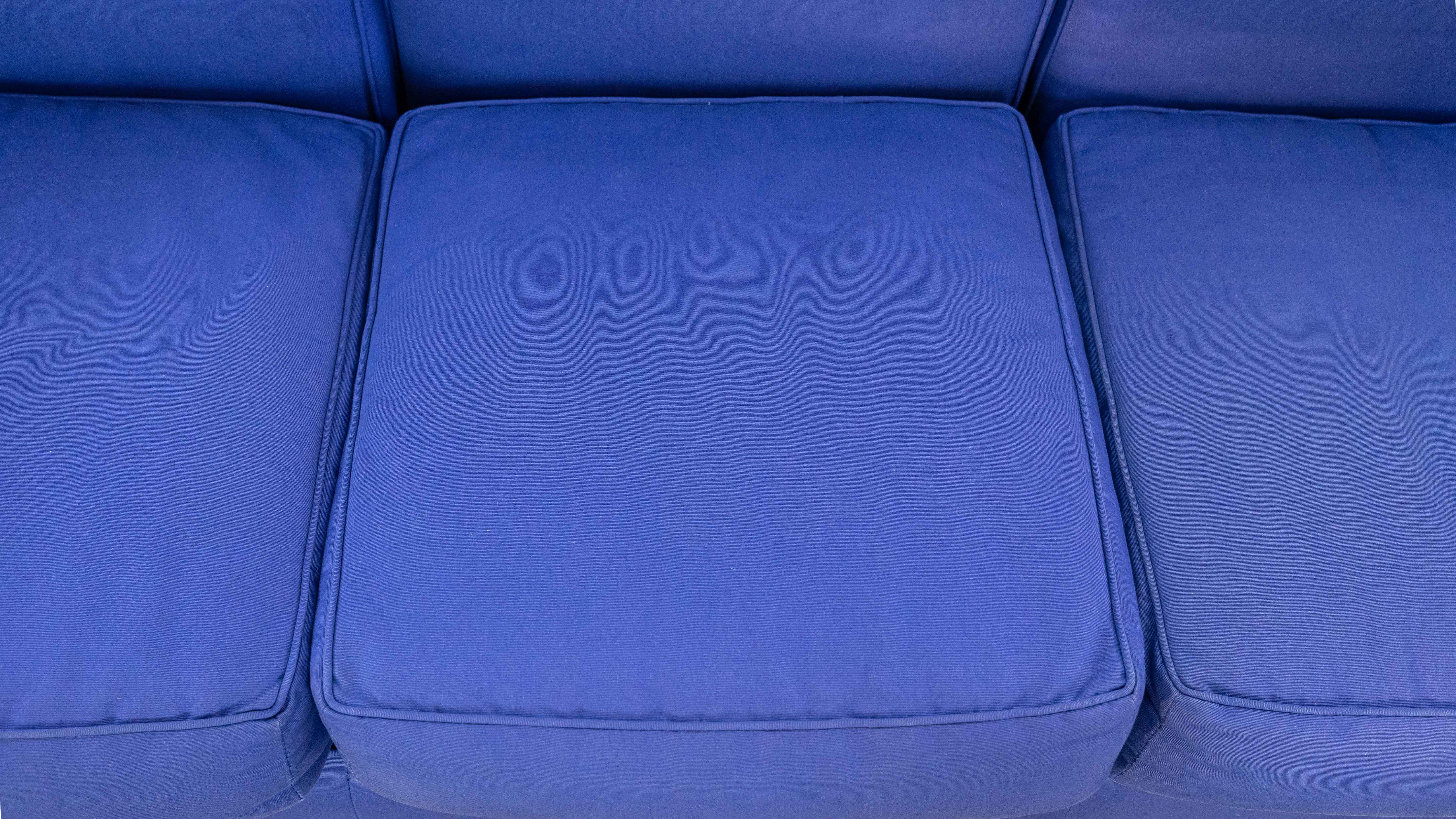 Cassina LC2 3seat Sofa by Charlotte Perriand, Le Corbusier and Pierre Jeanneret in blue fabrics