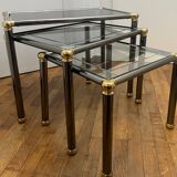 Orsenigo Italy nesting tables - clear glass and smoked glass