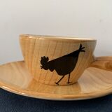 4 coffee cups and 4 sub cups zoomorphic ceramic animals Grandjean Jourdan Vallauris 1950