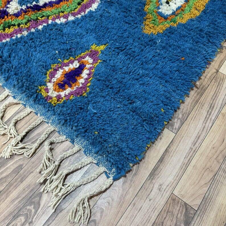 Teal blue Moroccan rug 150/250cm