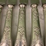 6 silver-plated dessert knives by SFAM and Rumèbe in the Louis XVI style from Narbonne.